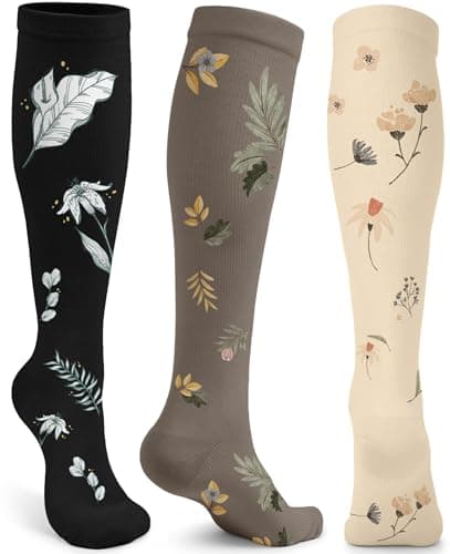 3 Pairs Compression Socks for Women & Men (15-20mmHg), Best Support for Circulation, Nurses, Running, Travel & Pregnancy, Cute Knee High Medical Compression Stockings – Gifts for Mom, Wife & Nurses - Image 1