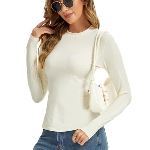 MeetHoo Women Thermal Underwear Shirts, Long Sleeve Thermal Tops Winter Warm Fleece Lined Base Layer for Skiing Running