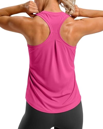 G Gradual Women's Workout Tank Tops Racerback Athletic Yoga Tops Loose Fit Sleeveless Running Gym Sports Shirts for Women(Magenta,XL) - Image 1