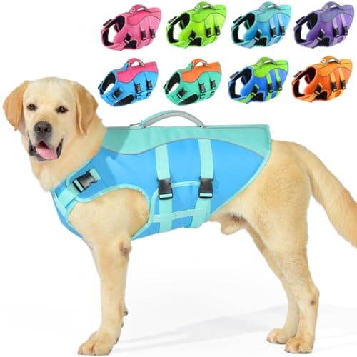 PETDSH Dog Life Jacket Large, High Flotation Dog Life Vest for Swimming Boating, Reflective Puppy Lifejacket with Superior Buoyancy and Rescue Handle, Adjustable Safety Dogs Floating Vests - Image 1