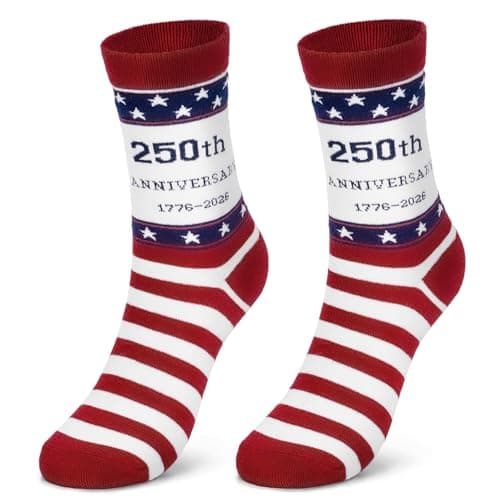 Dalycro 250th Anniversary American Flag Socks, Patriotic Socks Gift for Men Women Veterans 4th of July Independence Day (US, Alpha, One Size, Regular, Regular, Red&Blue) - Image 1