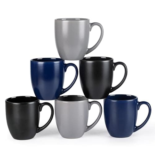 GBhome 12oz Coffee Mugs Set of 6,Ceramic Coffee Mugs for Man, Woman, Dad, Mom, Modern Coffee Mugs Set with handle for Tea/Latte/Cappuccino/Milk/Cocoa. Dishwasher&Microwave Safe,Multi-Color - Image 1