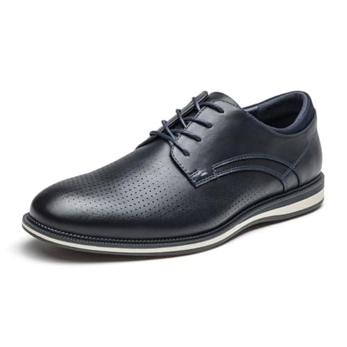 Rihero Mens Casual Dress Shoes Business Formal Blue Office Work Oxford Shoes Breathable Non Slip Walking Derby Sneakers Size 13 - Image 1