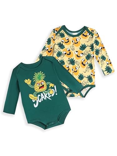 Joonberry Unisex-Baby 2-pack Cute Print Bodysuit, Soft Bamboo Rayon Boy Girl Jumpsuit Clothes, Newborn Infant Outfit Romper (Pineapple-Style4, 12-18M) - Image 1