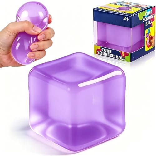 Ice Cube Squishy Squeeze Toy:Stress Relief Sensory Fidget Toys for Men Women Adults Teens, Soft Maltose Water Cube Squeeze Toy for Anxiety ADHD, Cool Jelly Stress Ball, Party Favors Goodie Bag Fillers