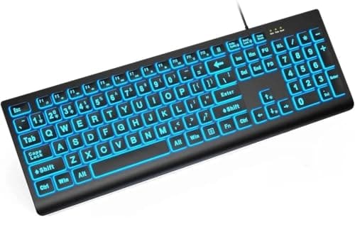SABLUTE K11PRO Large Print Backlit Keyboard, Wired USB Lighted Computer Keyboards with 7-Color & 4 Modes Backlit, Oversize Letters Keys Easy to See and Type, Keyboard Compatible for PC, Laptop