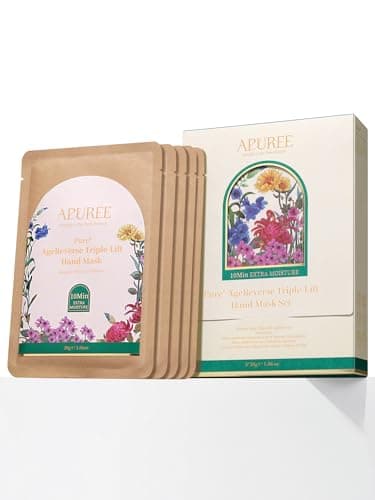 APUREE Anti Aging Hand Mask Gloves: 10-Minute Repair& Extra Moisture (5 * 30g)| for Severely Dry & Cracked Hands | Luxury Home SPA & 7 Peptides Collagen| All Skin Types| Vegan & Cruelty Free - Image 1