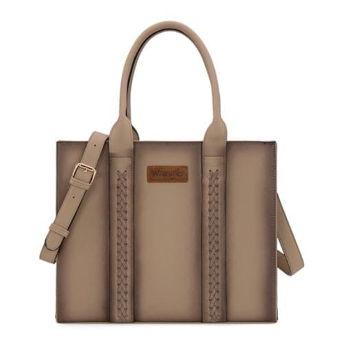 Montana West × Wrangler Large Tote Bag Purses for Women Satchel Purse Work Bag Top Handle Handbag with Pocket Khaki Trendy Purse with Strap WG70-8317FKH - Image 1