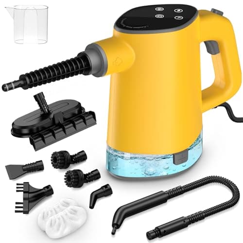 Steam Cleaner, Adjustable Handheld Steam Cleaner for Home, 10s Fast Heat-Up & 450mL Tank, Multi-Surface Portable Steamer for Cleaning Floor/Grout/Car/Kitchen & Bathroom Yellow - Image 1