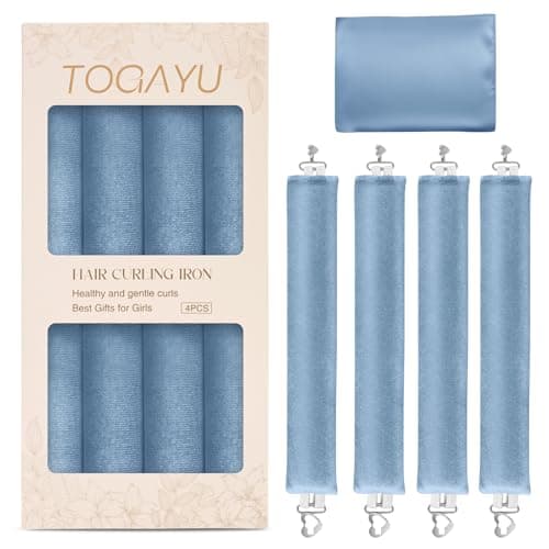 Togayu Heatless Curls Overnight Set - Jumbo Overnight Hair Curlers to Sleep In, Soft Velvet Hair Rollers for Women, No Damage Curls Styling Tools (4pcs Blue) - Image 1