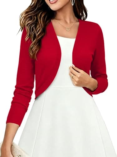 Heymoments Cardigan Sweater for Women Long Sleeve Shrug,Red,XX-Large - Image 1