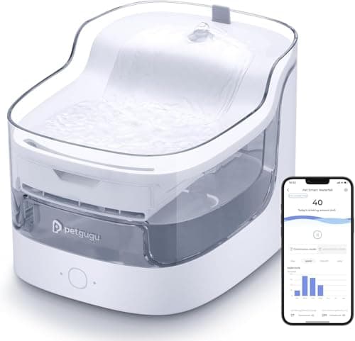 PETGUGU Cat Water Fountain, 2L Smart Pet Water Dispenser with App Monitoring, Ultra Quiet Dog Water Bowl Dispenser