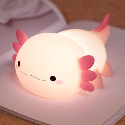 Axolotl Night Light for Kids,Cute Axolotl lamp Gifts Rechargeable light Table Lamp Bedside Lamp,LED Animal Silicone Nursery Night Lamp Cute Room Decor Night Light for Kids Girls Boys - Image 1