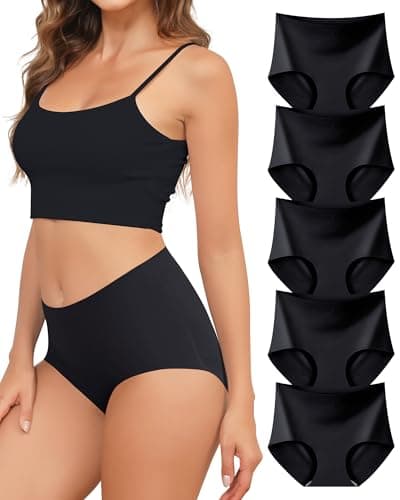 Oegho Seamless Underwear for Women High Waisted No Show Panties Full Coverage Briefs Invisible Soft 5 Pack S-XXL - Image 1