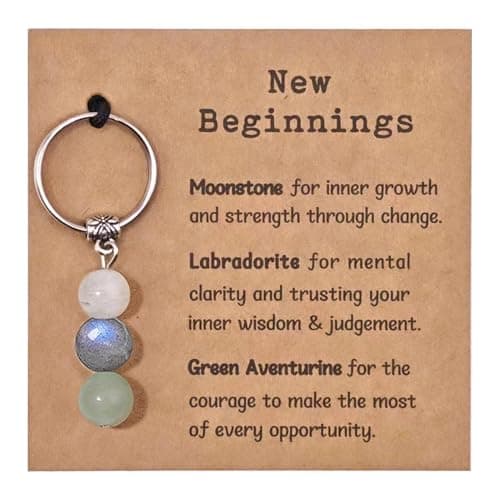 NIUWILL Crystal Keychain Charms with Message Card – New Beginnings Gifts for Women, Farewell Gifts for Coworkers, Going Away Gift for Friend, Healing Crystal Gift for Birthday, Retirement, Graduation - Image 1