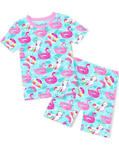 babee Reshinee Toddler Girls Summer Short Sleeve Pajamas Kids Pjs 2-3T Unicorn Mermaid 2pcs - Image 1