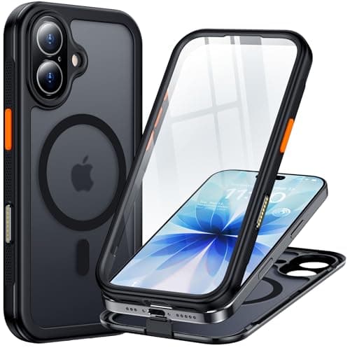 xiwxi Magnetic for iPhone 17 Case(Compatible with Magsafe)(Water-Resistant)(Camera Control Button)(Mil-Grade Drop Protection) Translucent Matte Full-Body Shockproof Phone Cover,Black