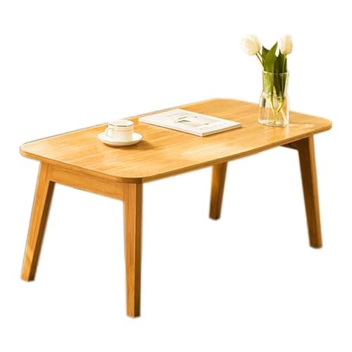 Baveke Folding Coffee Table- Foldable Floor Tables, Mid Century Coffee Table for Living Room, Small Coffee Tables Solid Wood Japanese Low Table for Sitting on Floor, No Assembly, 39.4''-Natural - Image 1