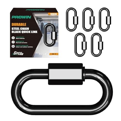 PROWIN 6 Pack Galvanized Steel D-Shaped Quick Links, 3" - 772LBS Working Load, Heavy Duty Twist Oval Locking Chain Connectors for Swing, Camping, Hammocks, Backpacks, Outdoor Gear - Image 1
