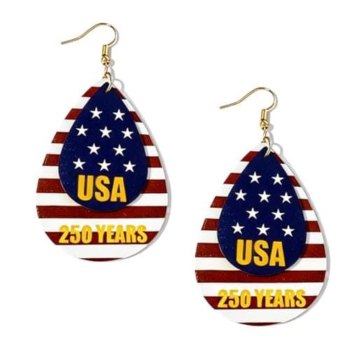 Patriotic 250th Anniversary Earrings for Women, 4th of july accessories Lightweight Red White Blue Earrings, 4th of July Independence Day Party Outfit American Flag Earrings Jewelry Celebration Gift - Image 1