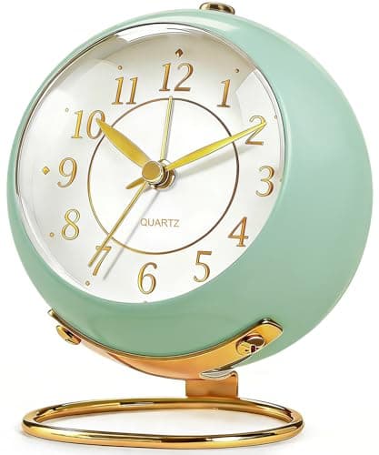 Azxb Analog Alarm Clock, Retro Small Desk Clock with Night Light, Backlight Cute Simple Design, Silent Non-Ticking, Battery Powered, Clock for Bedroom,Travel,Kitchen,Bedside Desktop Decor - Image 1
