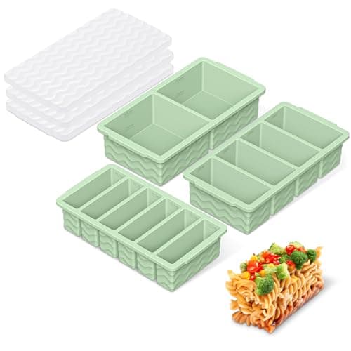 Doasuwish 3-Pack Silicone Freezer Trays with Lid,2 Large 2-Cup(500ml)&4 Medium 1-Cup(250ml)&6 Small 1/2-Cup(125ml) Soup Freezer Container Molds,Ice Cube Tray For Meal Prep&Freezing Soup,Stews,Sauces - Image 1