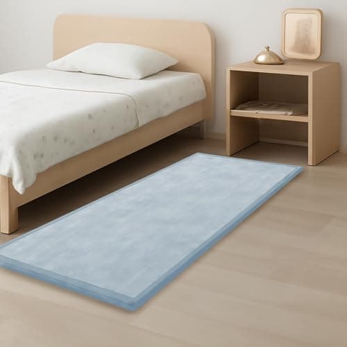 PaPaMat 1.3" Thick Baby Play Mat for Floor, 28x72 Foam Tummy Time Mat, Padded Support Soft Plush Bedside Rugs for Infant Kids Toddler Crawling Kick Activity (Ice Blue)
