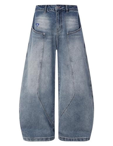 Aelfric Eden Seam Panel Baggy Barrel Jeans Washed Streetwear Retro Denim Pants Trouser Blue 26 - Image 1
