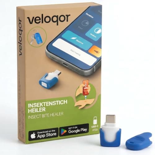Veloqor Smartphone Powered Bug Bite Itch Relief, Battery-Free After Bite Insect Bite Treatment, Mosquito Bite Itch Relief, USB-C - Image 1