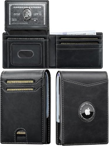 furid Air Tag Wallet Men: Wallet with Airtag Holder - Wallet for Airtag Men Slim Minimalist with ID Window RFID Leather Wallet - Image 1