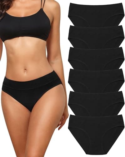 Oegho 6 Pack Cotton Hipster Underwear For Women Plus Size Soft Strench Breathable S-XXL - Image 1