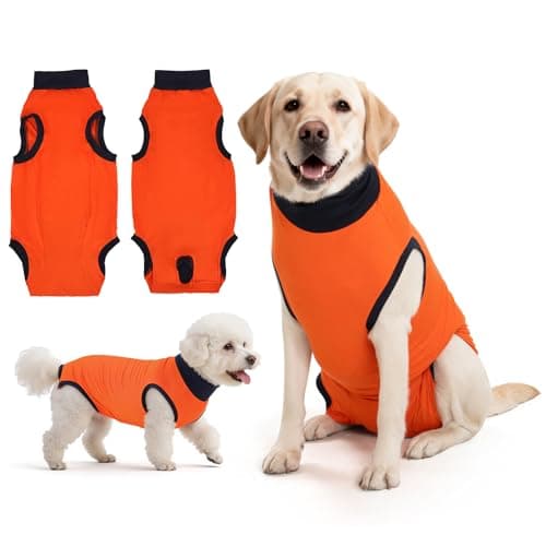 Avont Dog Surgery Recovery Suit, Anti-Licking Surgical Bodysuit for After Spay & Neuter, E-Collar Alternative for Wound Care, Comfortable Onesie for Female & Male Dogs - Orange (M) - Image 1