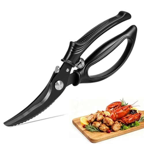 Kitchen Poultry Shears Heavy Duty, Stainless Steel Kitchen Meat Cutting Scissors for Food with Non-Slip Handle & Safety Lock, All Purpose Cooking Aid Scissors for Chicken, Bone, Turkey, Fish - Image 1