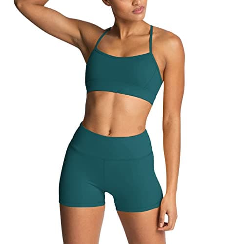 Women 2 Piece Workout Sets Sports Bras High Waisted Biker Shorts Gym Sets - Image 1