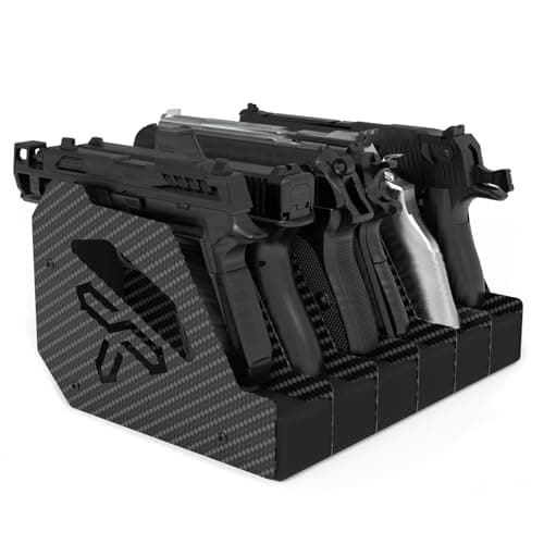 Shapakine Real Carbon Fiber 6-Slot Pistol Rack for Gun Safe - Ultra-Lightweight & Rigid Handgun Organizer - Premium EVA Foam Anti-Scratch Firearm Holder for Cabinet & Display Gun Storage Solutions - Image 1