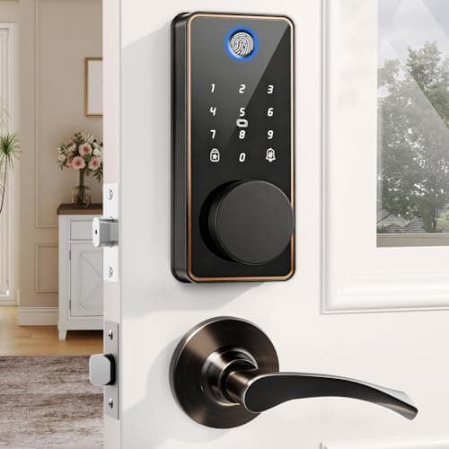 Keyless Entry Door Lock with 2 Lever Handles, Electronic Keypad Deadbolt, Auto & One Touch Lock,Smart Locks for Front Door, Easy Installation, App Control, Oil Rubbed Bronze - Image 1