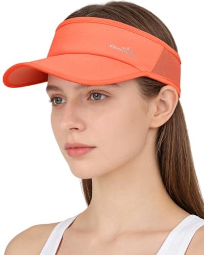 GXCROR Sports Sun Visor Hat Men Women, Lightweight Breathable Quick-Dry Visor Hat, UPF 50+ Tennis Golf Running Visor Orange - Image 1