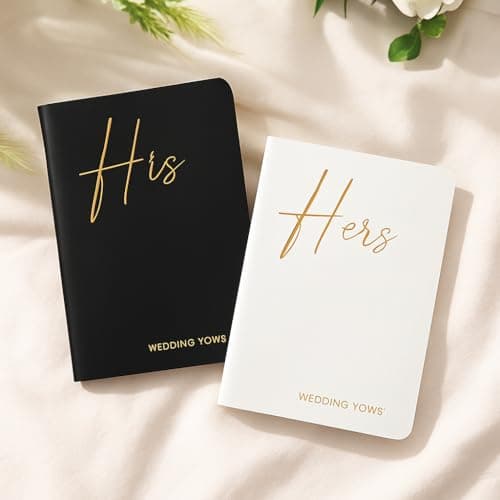 Wedding Vow Books His and Hers - Black & White Hardcover Small Notebook with Gold Foil, Wedding Must Haves Stuff, Bride to be Decorations & Vow Renewal Gifts for Couples 2025(2 Pack, 5.9"x3.9") - Image 1