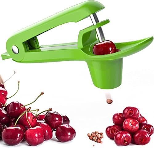 Cherry Pitter - UCMORX Stainless Steel Cherries Pitter Tool Cherries Corer Cherry Remover for Making Cherry Jam with Lock Design(Green) - Image 1