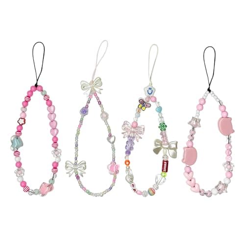Lexaoyoo Phone Charms 4 Pack, Beaded Cellphone Wrist Strap Set - Image 1
