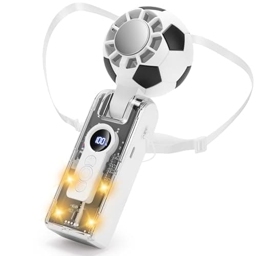 fygurso Powerful Handheld Turbo Fan, 5-Speed 10H Battery, 180°Foldable, LED Display USB C Rechargeable, Adjustable Lanyard Wearable Mini Fan with Peltier Cooler Plate for Travel, Outdoor, School - Image 1