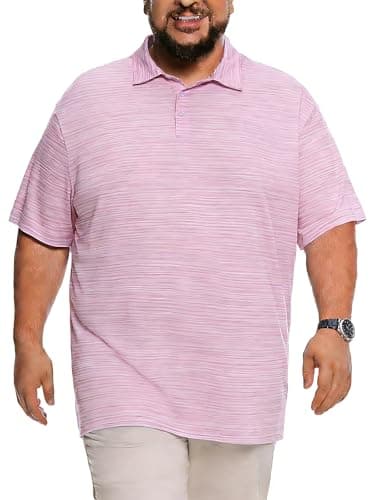 uideazone Men's Big and Tall Performance Polo Shirt - Moisture Wicking Dry Fit Golf Shirts, Wrinkle-Free Business Casual Short Sleeve Top for Men,Space-Dyed Pink, XL - Image 1