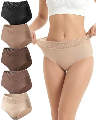 Cevapro Seamless Underwear for Women, Soft Breathable Lace Briefs, Invisible Laser Cut Panties for Women Daily Wear 5 Pack - Image 1