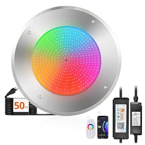 LEDIARY Pool LED Lights for Inground Pool, 120V 54W Underwater Swimming Pool Lights with 50FT Cord, RGB Multicolor, IP68 Waterproof Pool Underwater Light for 10" Wet Niches (Transformer Included) - Image 1