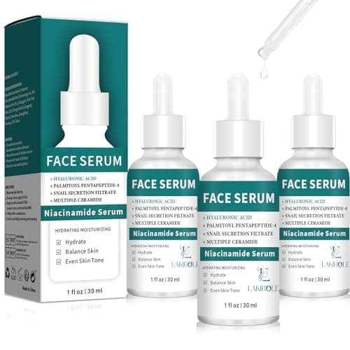 LAKIBOLE 3 Pack 5% Niacinamide Serum with 1% Ceramide T5 & 1% Snail Secretion for Balanced Hydration & Tone (1fl.oz/30ml) - Image 1