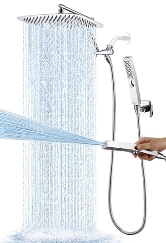 G-Promise All Metal 12 Inch Rain Shower Head with Power Wash Mode Handheld Spray Combo, 71" Extra Long Hose, Ideal for Modern Bathroom Upgrade (2.5 GPM) - Image 1