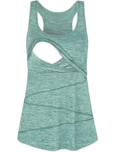 Joymom Women's Maternity Nursing Scoop Neck Sleeveless Casual Tank Top, Green, Large - Image 1