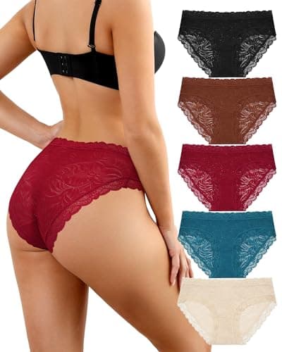Oegho Lace Underwear for Womens Sexy Bikini Panties Soft Stretch Cheeky Briefs Multipack S-XXL - Image 1