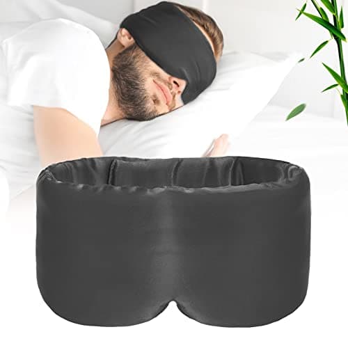 iCooBreeze 100% Handmade Bamboo Sleeping Eye Mask for Women for Men,Night Masks,Organic Sleep Mask,Blockout Eye Mask for Sleeping,Large Size Adjustable (1 PC, Dark Grey) - Image 1