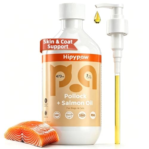 Hipypaw Fish Oil Omega 3 for Dogs - Salmon & Pollock Oil for Dogs and Cats - Defense Liquid Supplement for Skin, Coat Brain, Hip, Joint and Heart Health - Omega Oil for Pet(16OZ) - Image 1